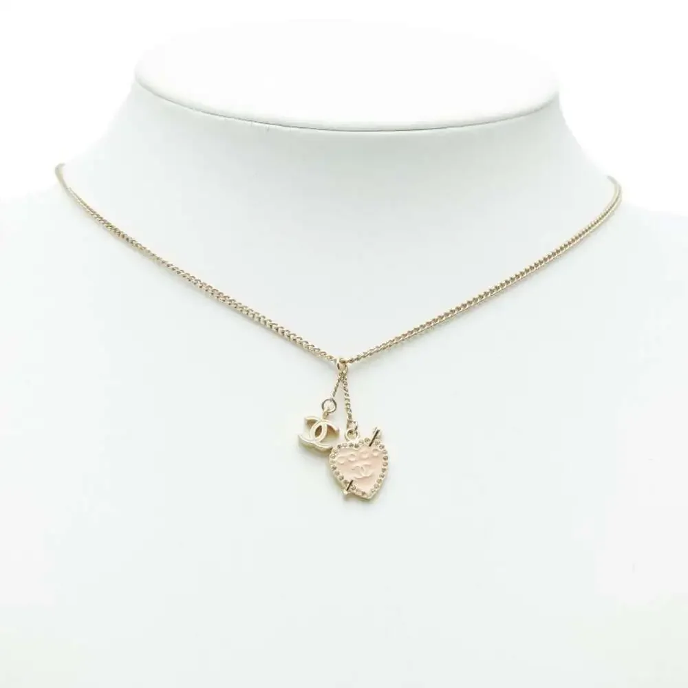 Chanel Cc Logo Heart Pendant Necklace #256799C96B